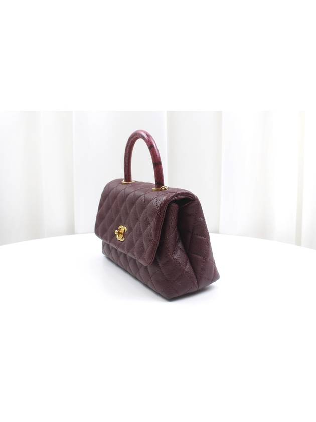 Coco Handle Lizard Caviar Small Burgundy Flap Bag 26th A92990 Chanel