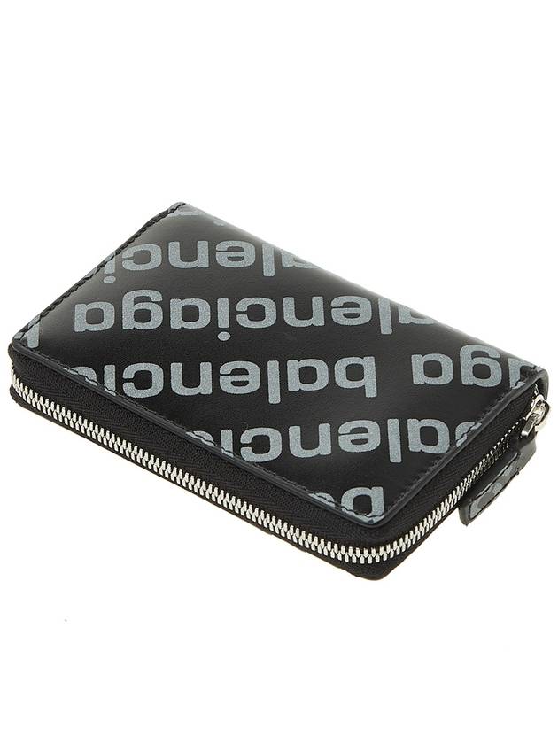 Luxury Balenciaga  All Over Logo Zip Around Half Wallet Black