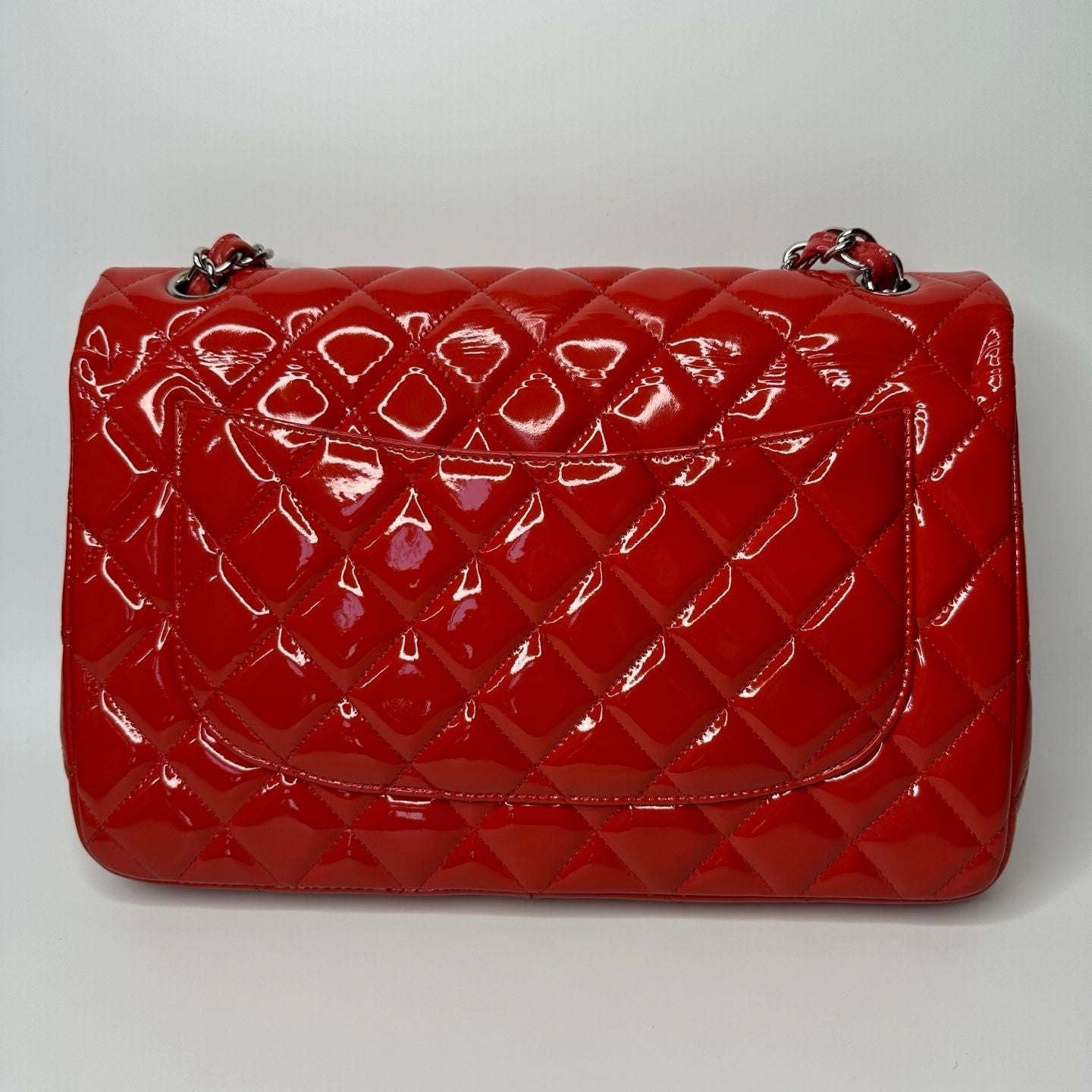 Chanel classic flap bag patent leather red -NG102764