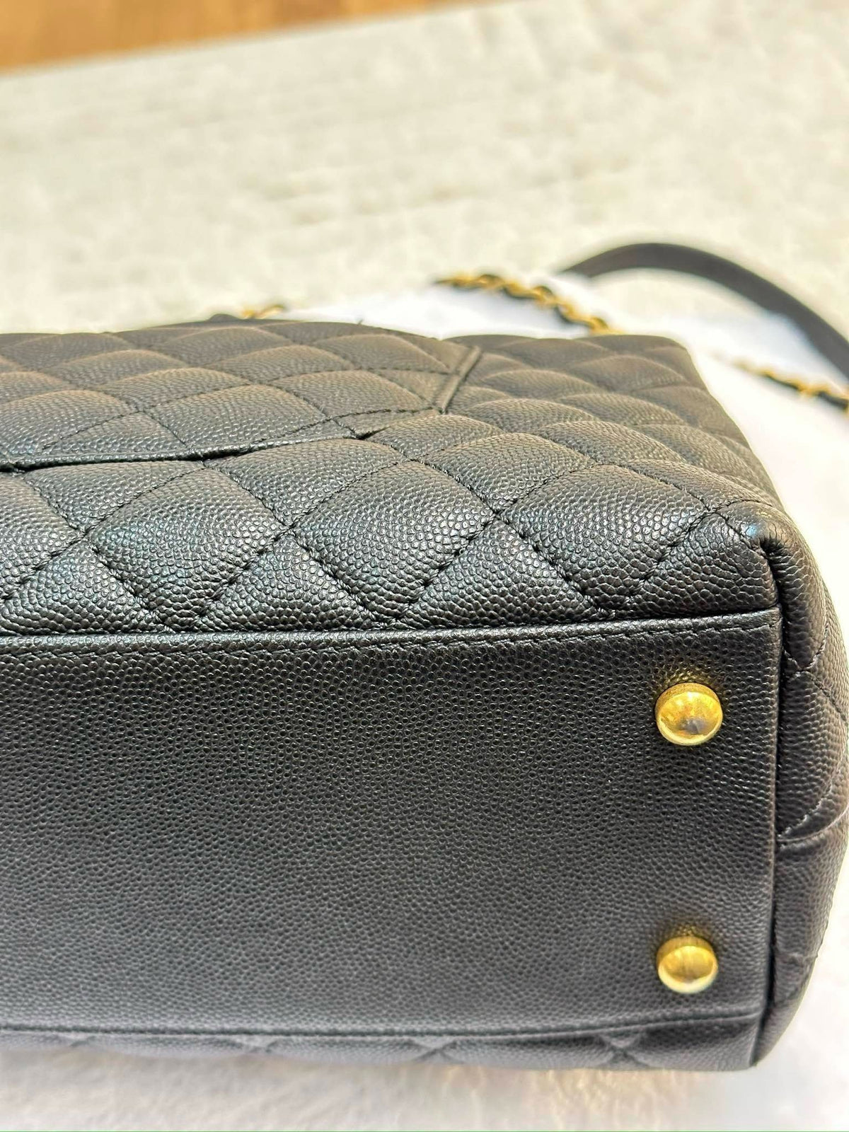 Chanel Medium Caviar Quilted Coco Handle Flap Black GHW