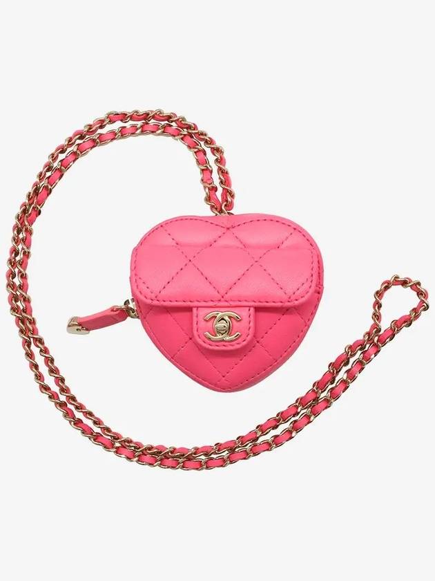 Heart Chain Lambskin Mini Bag Pink Chanel