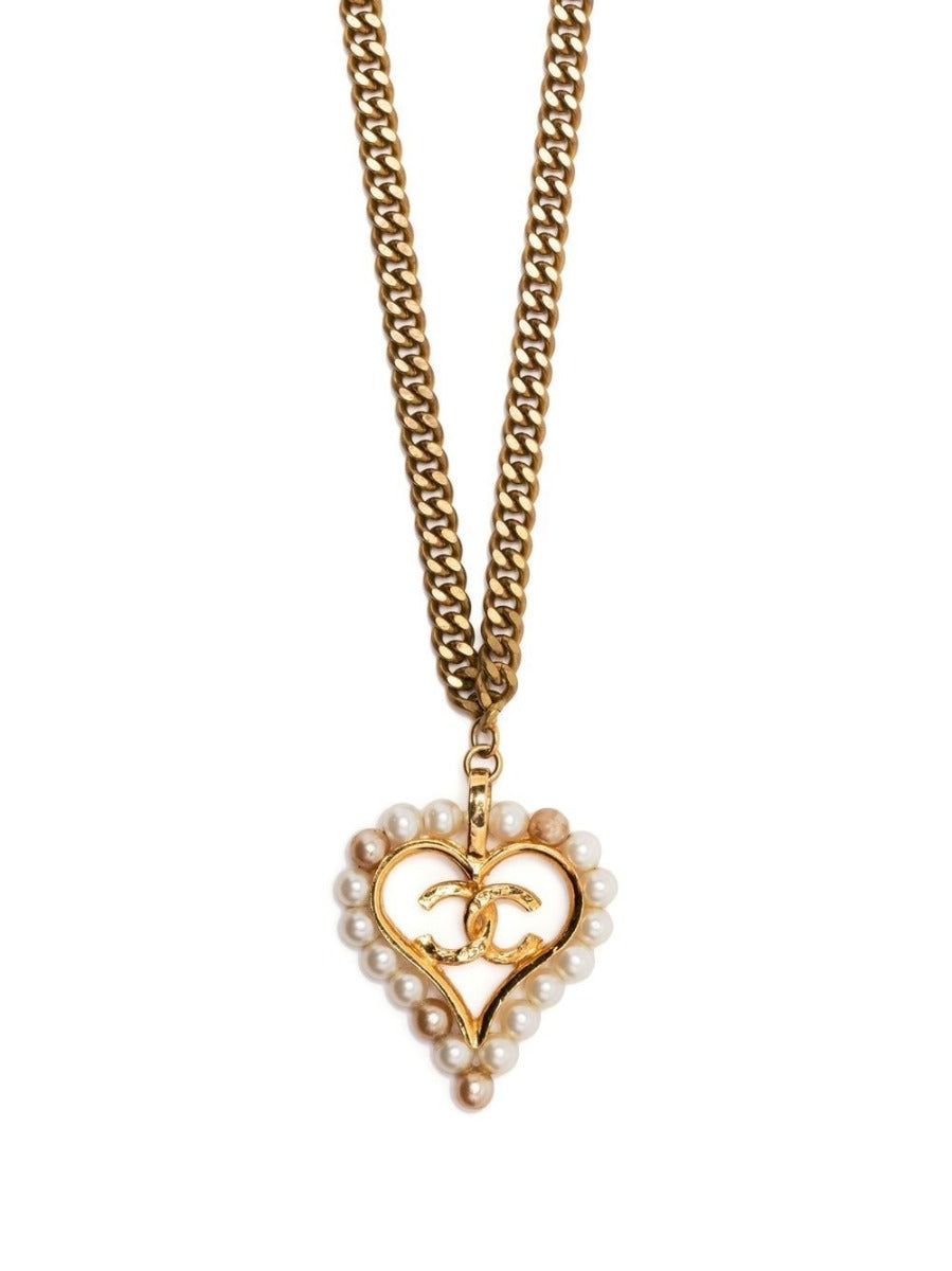 Top Quality Chanel Curb Chain Heart Pendant Necklace