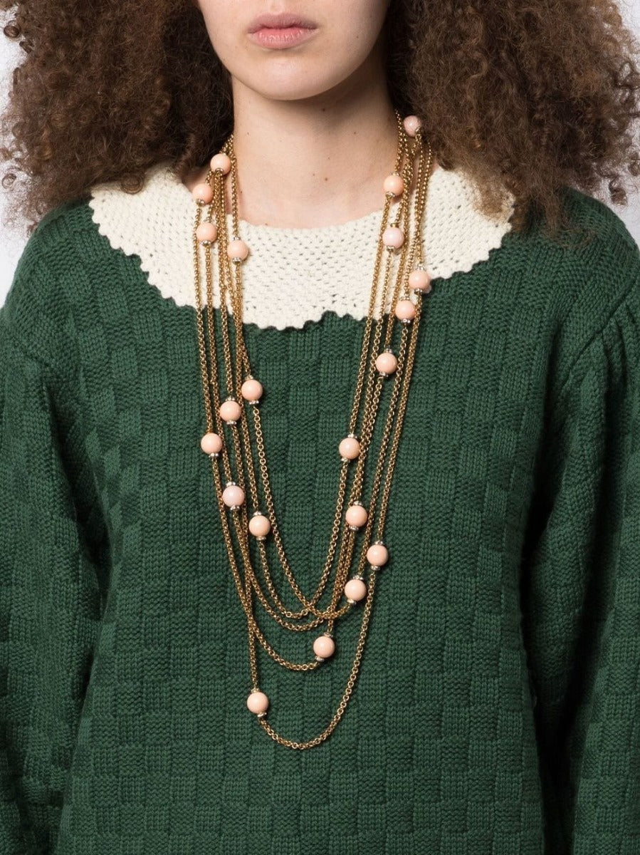 Top Quality Chanel Long Chain Bead and Rhinestone Necklace