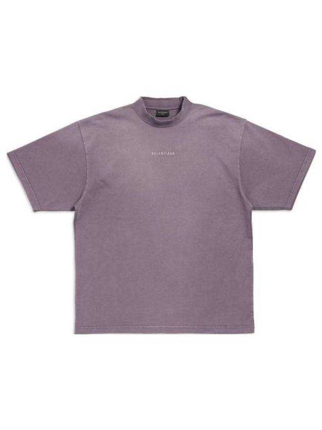Luxury Balenciaga  Logo Print Short Sleeve T-Shirt Purple