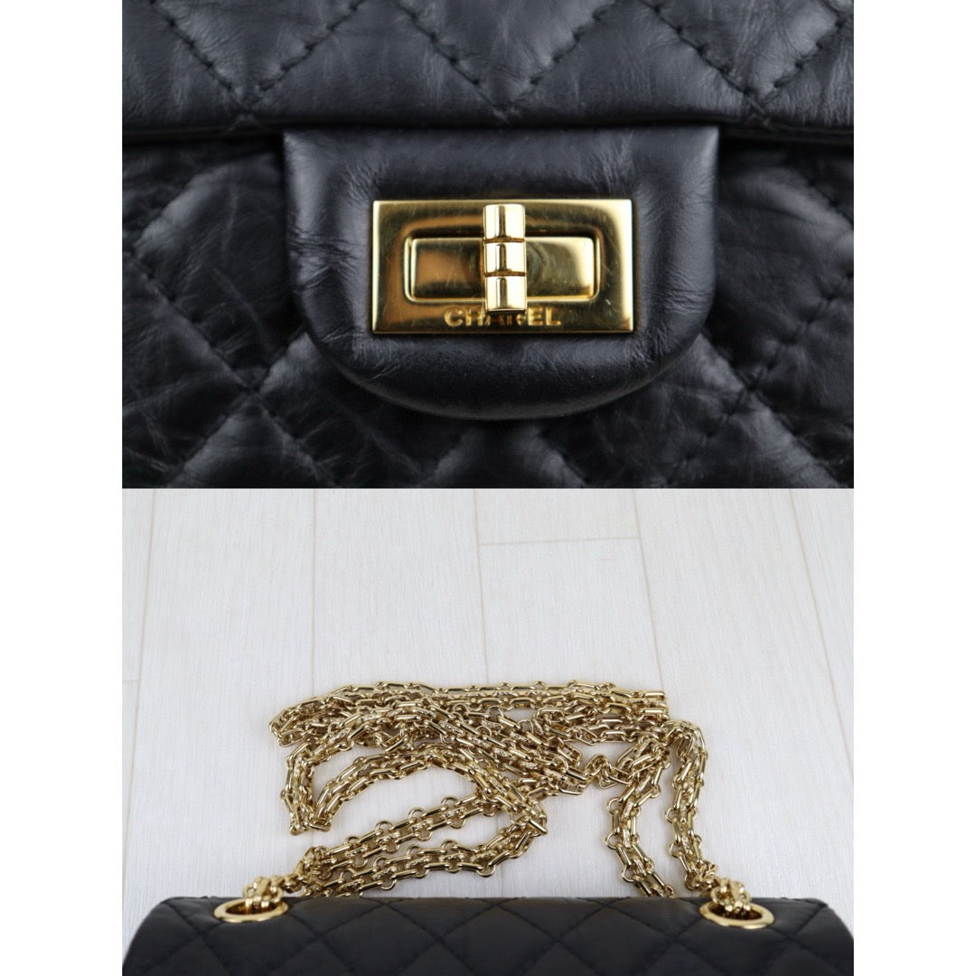 Very Good ( Rank A)｜ CHANEL 2.55 Matelasse Mini 20 Black Chain Shoulder Bag Gold Hardware Made in 2019-2020 Year｜S25030201