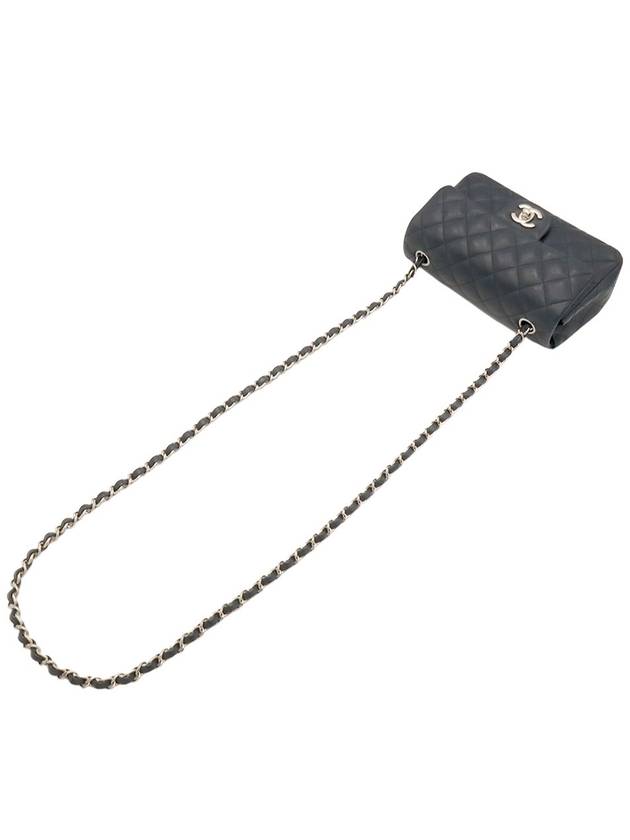 Navy Caviar Silver Chain Classic New Mini Flap Shoulder Bag 26th A69900 Chanel
