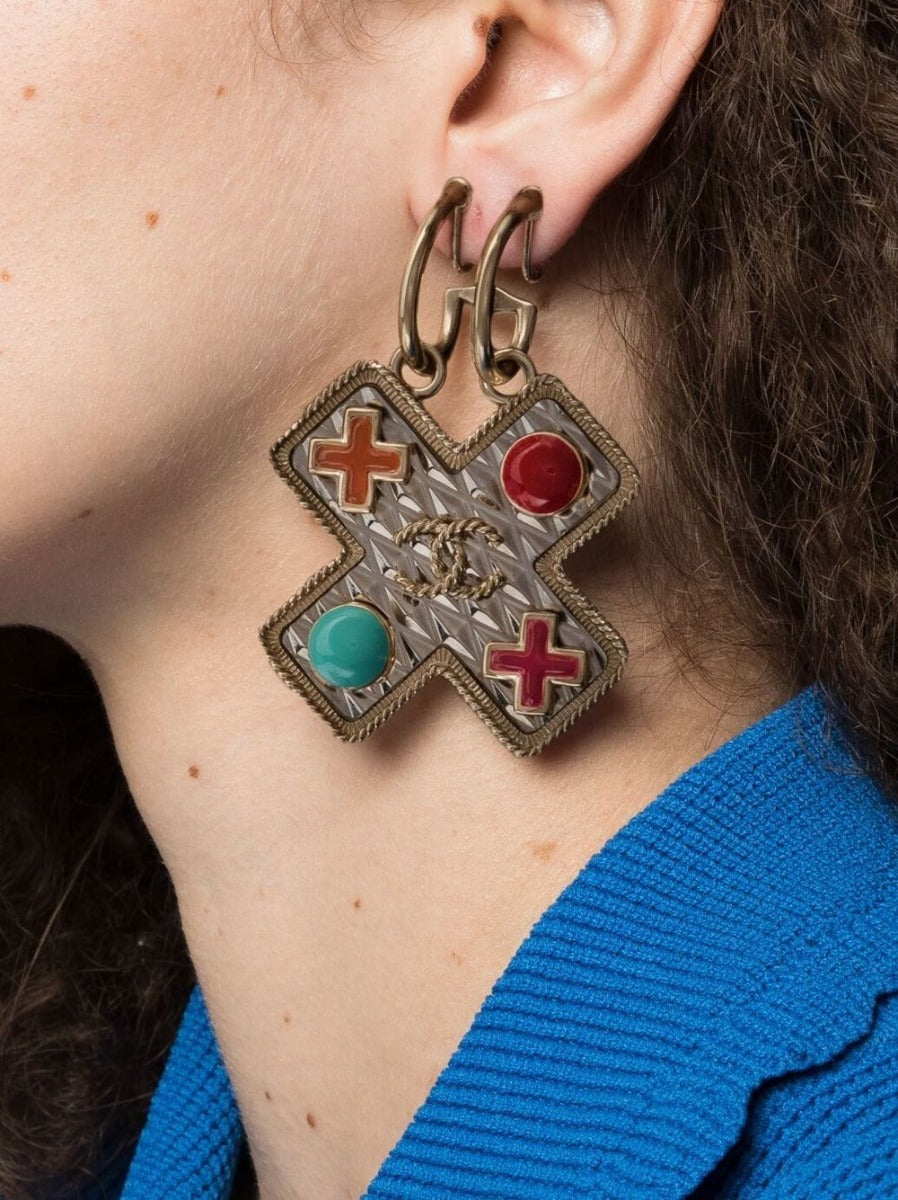 Top Quality Chanel Cross Mono-clip Logo Clip-on Earrings