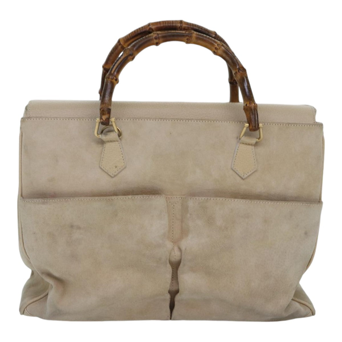 Gucci Bamboo Beige Suede Handbag ()