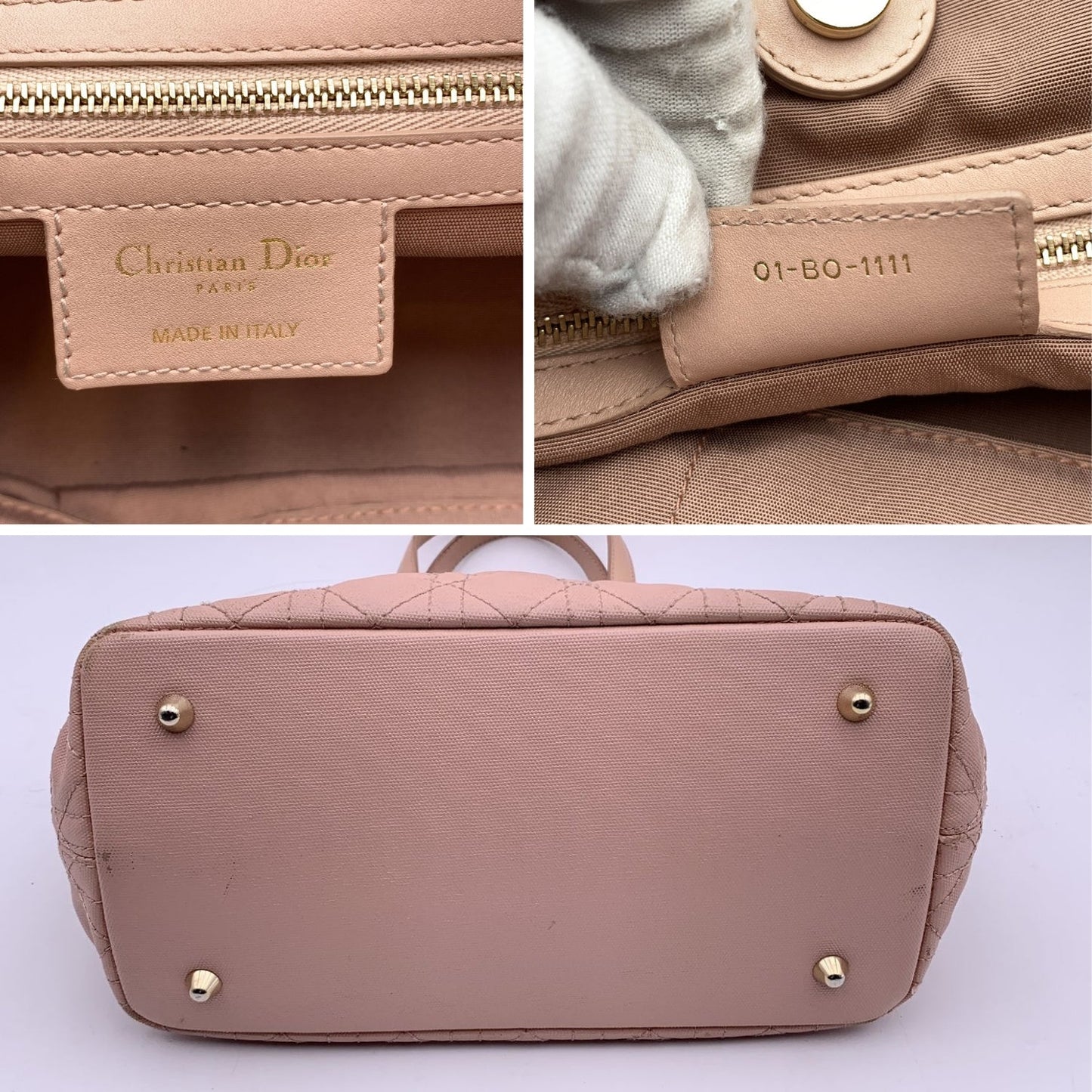 CHRISTIAN DIOR Pink Cannage Canvas Panarea Tote Bag