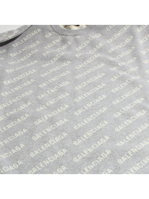Luxury Balenciaga  Wool Over Logo Pattern Knit Sweatshirt Grey