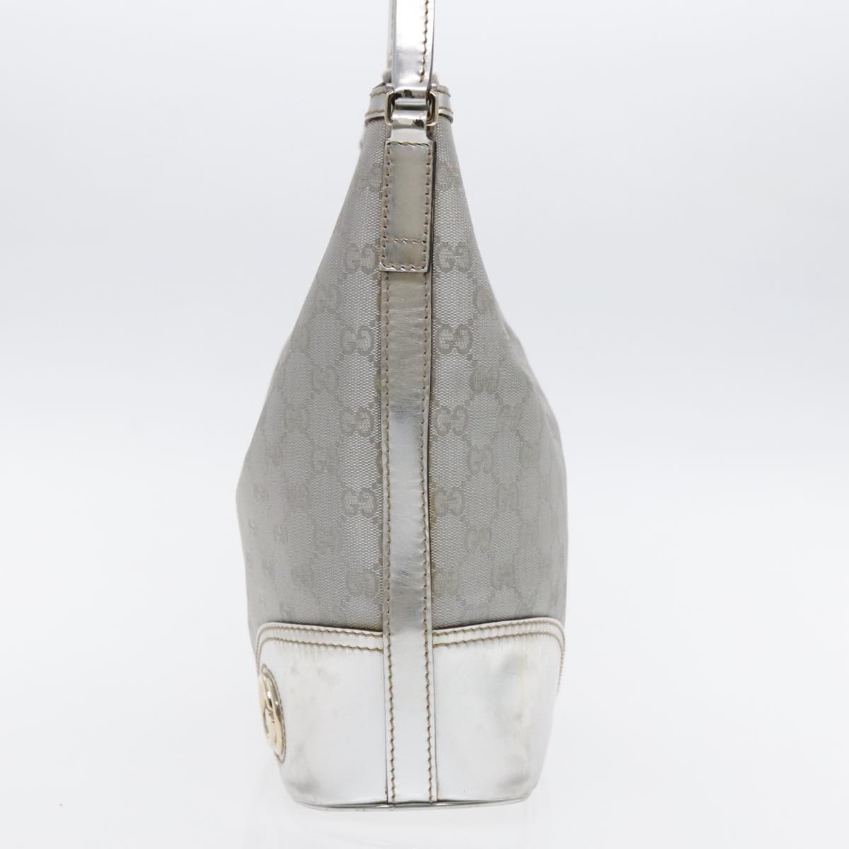 Gucci Hobo Silver Canvas Shoulder Bag
