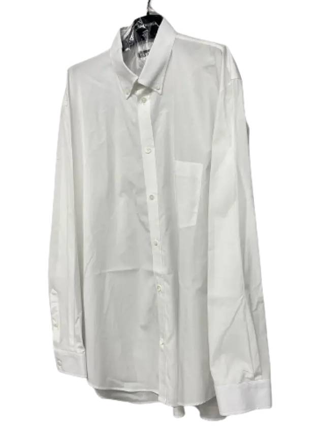 Luxury Balenciaga  Logo Oversized Long Sleeve Shirt White