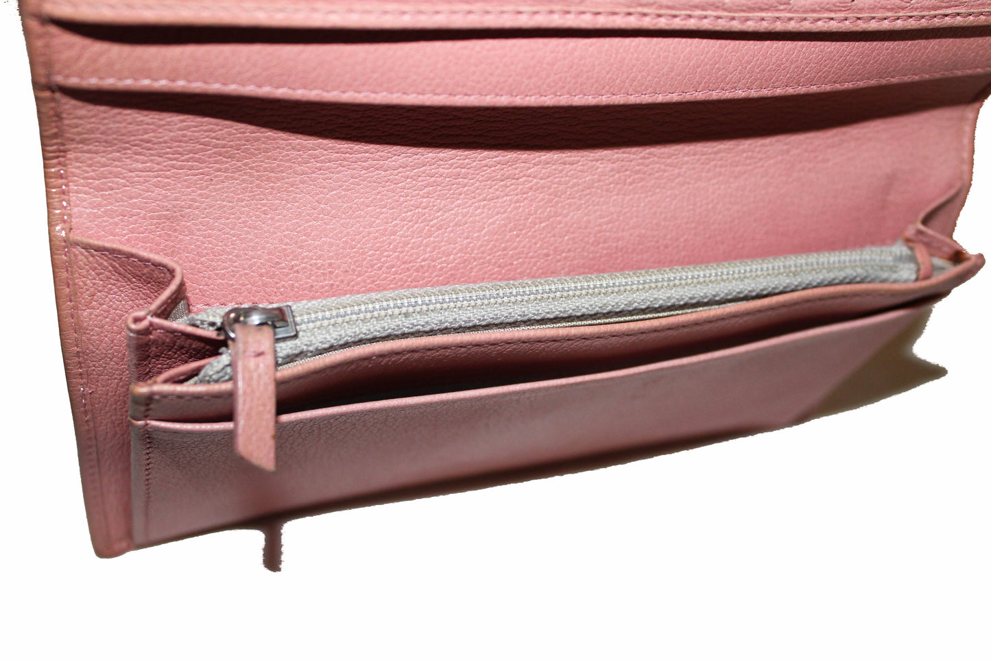 Chanel Pink Calfskin Leather Flap Camellia Wallet