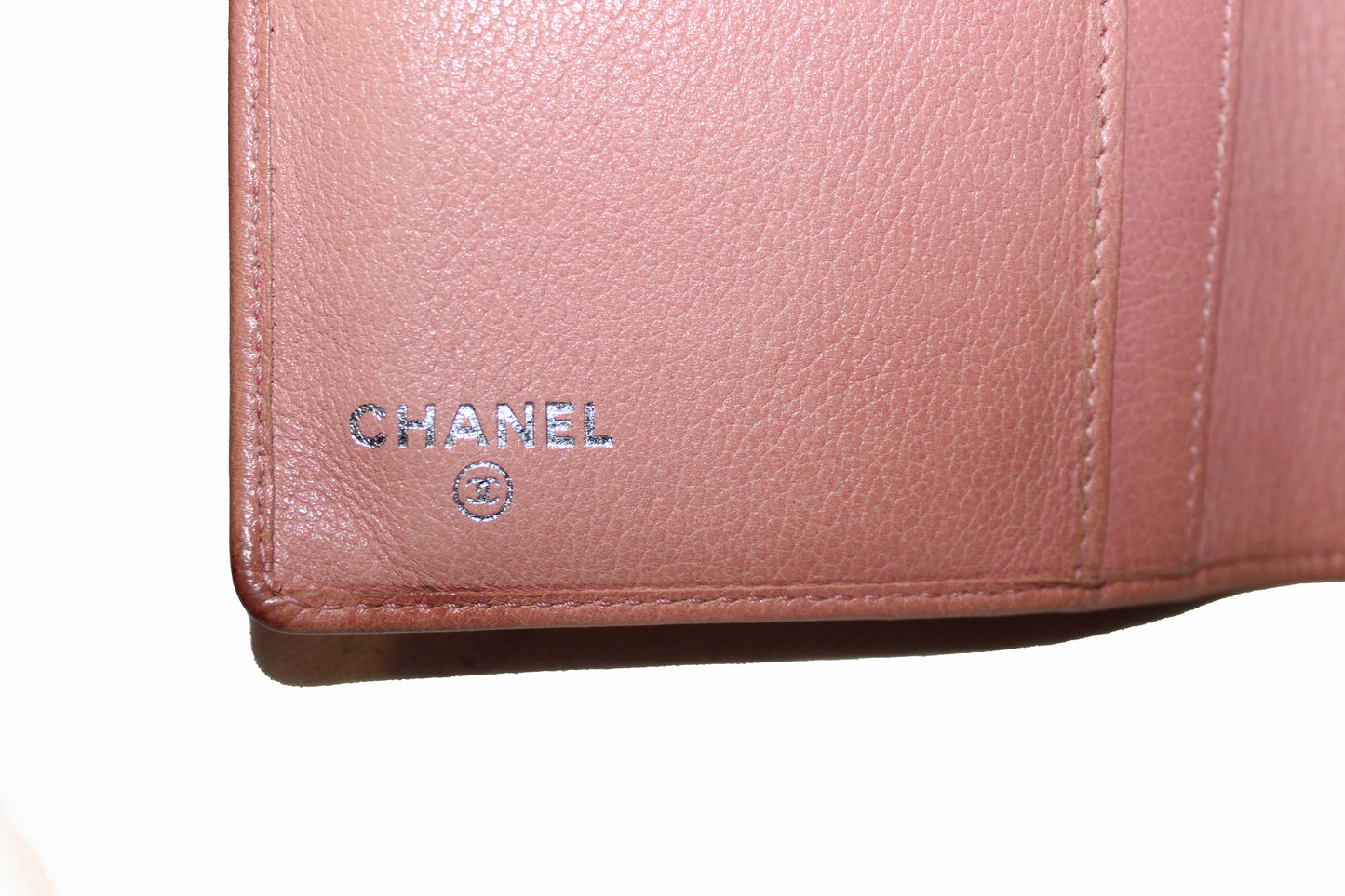 Chanel Pink Calfskin Leather Flap Camellia Wallet