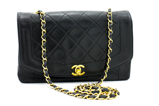 CHANEL Diana Flap Chain Shoulder Bag Black Quilted Lambskin Purse