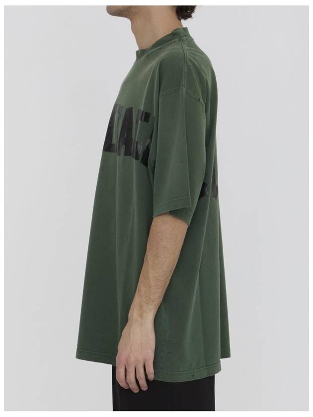 Luxury Balenciaga  Tape Type Short Sleeve T-Shirt Green