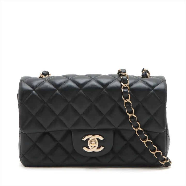 Chanel Mini Classic Flap 20 Quilted Lambskin Black Gold Hardware