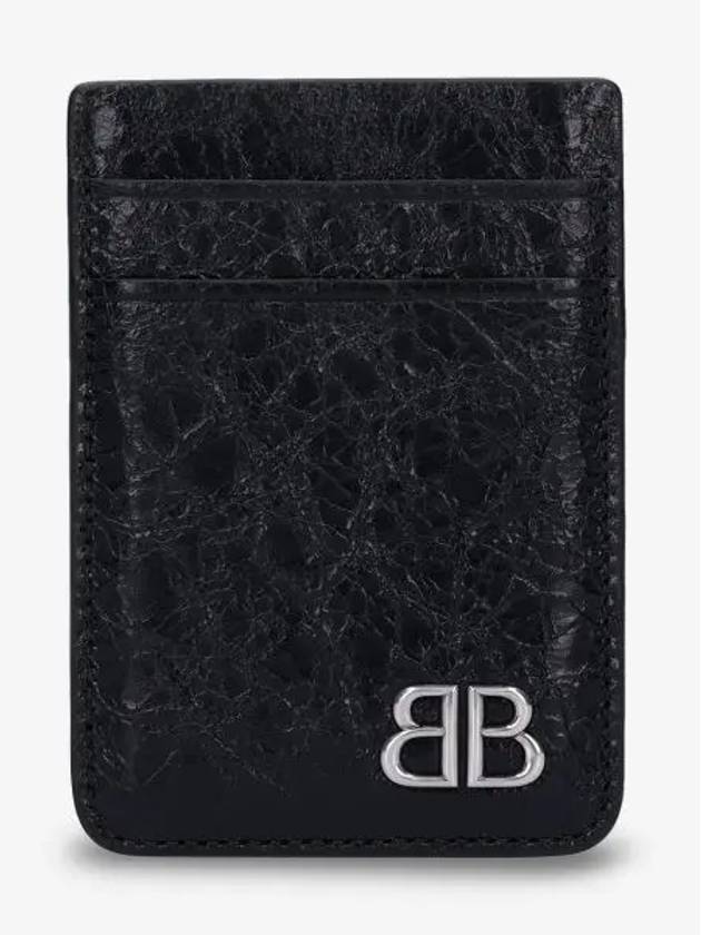 Luxury Balenciaga  Monaco Magnet Card Wallet Black