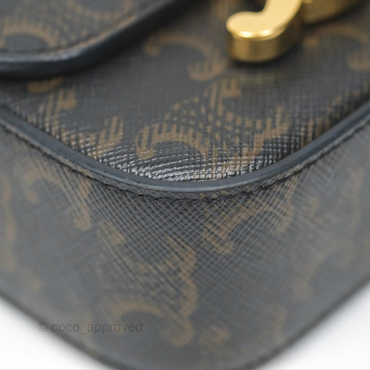 Celine Mini Triomphe Tan Canvas Calfskin