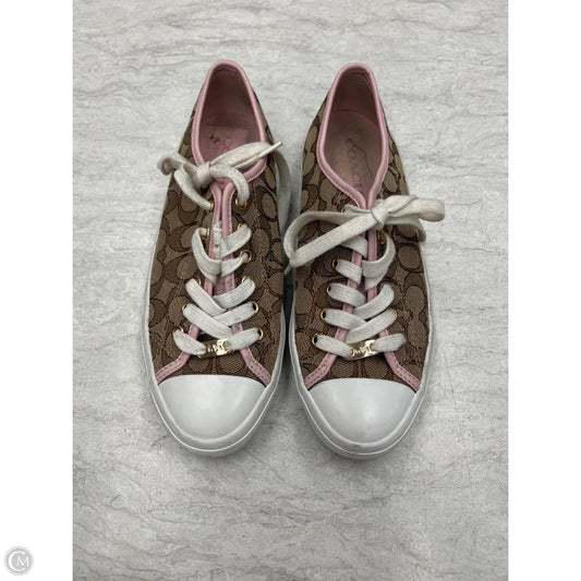 Shoes Designer By Coach In Brown & Pink, Size: 8.5