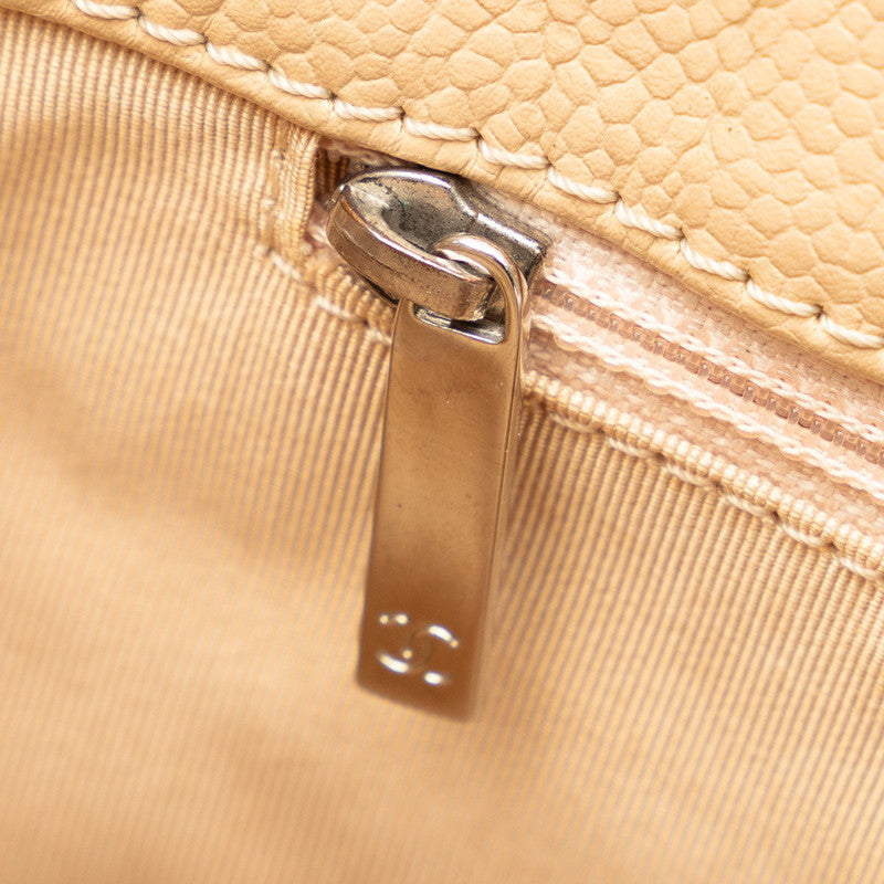 Chanel Matrasse Chain Tote Bag Beige Silver Caviar S  Chanel