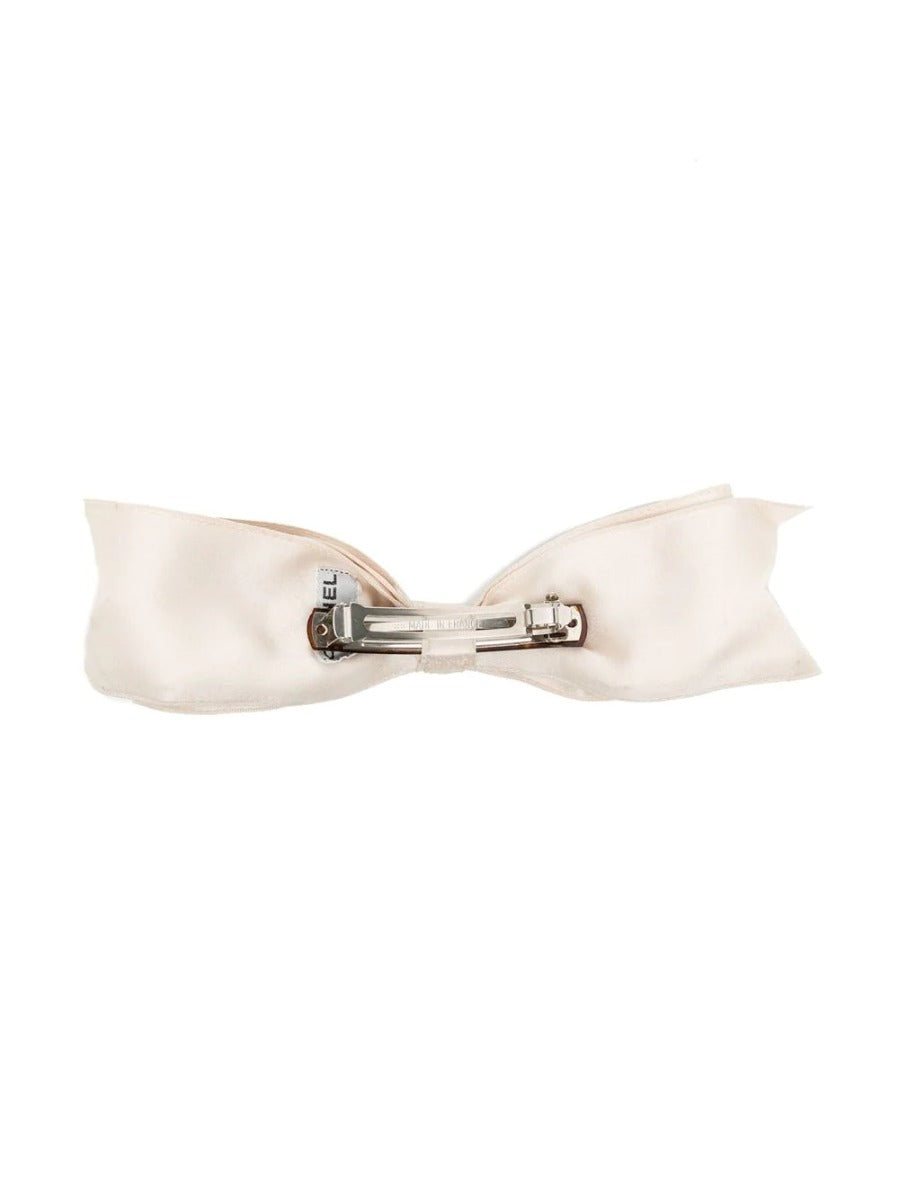 Top Quality Chanel Large White Satin Bow Barette Hair Clip