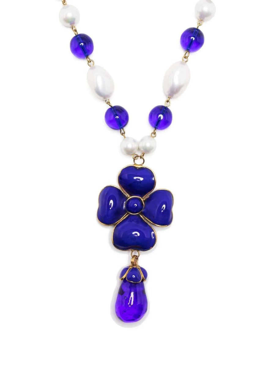 Top Quality Chanel Gripoix Camellia Pendant Necklace