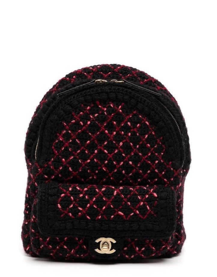 Diamond Quilted Tweed Backpack