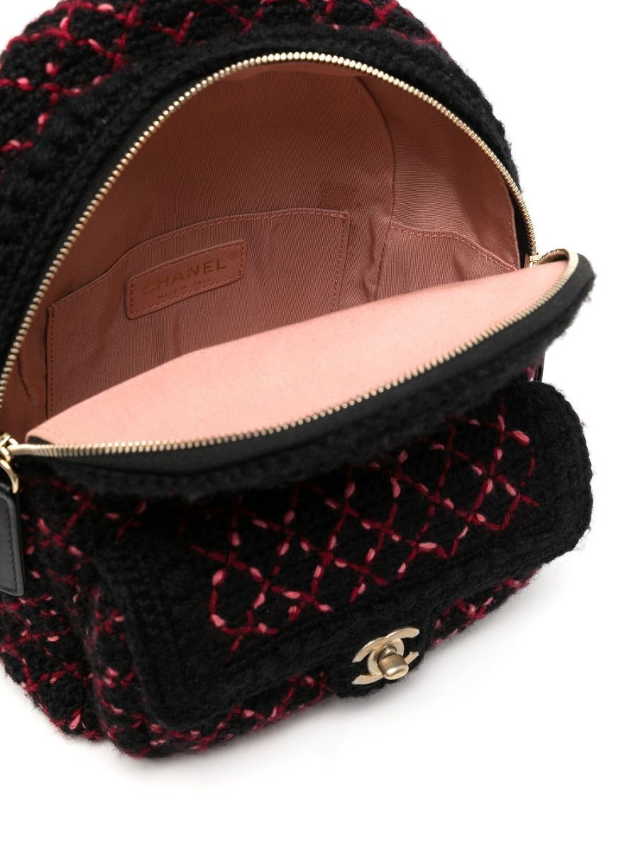 Diamond Quilted Tweed Backpack