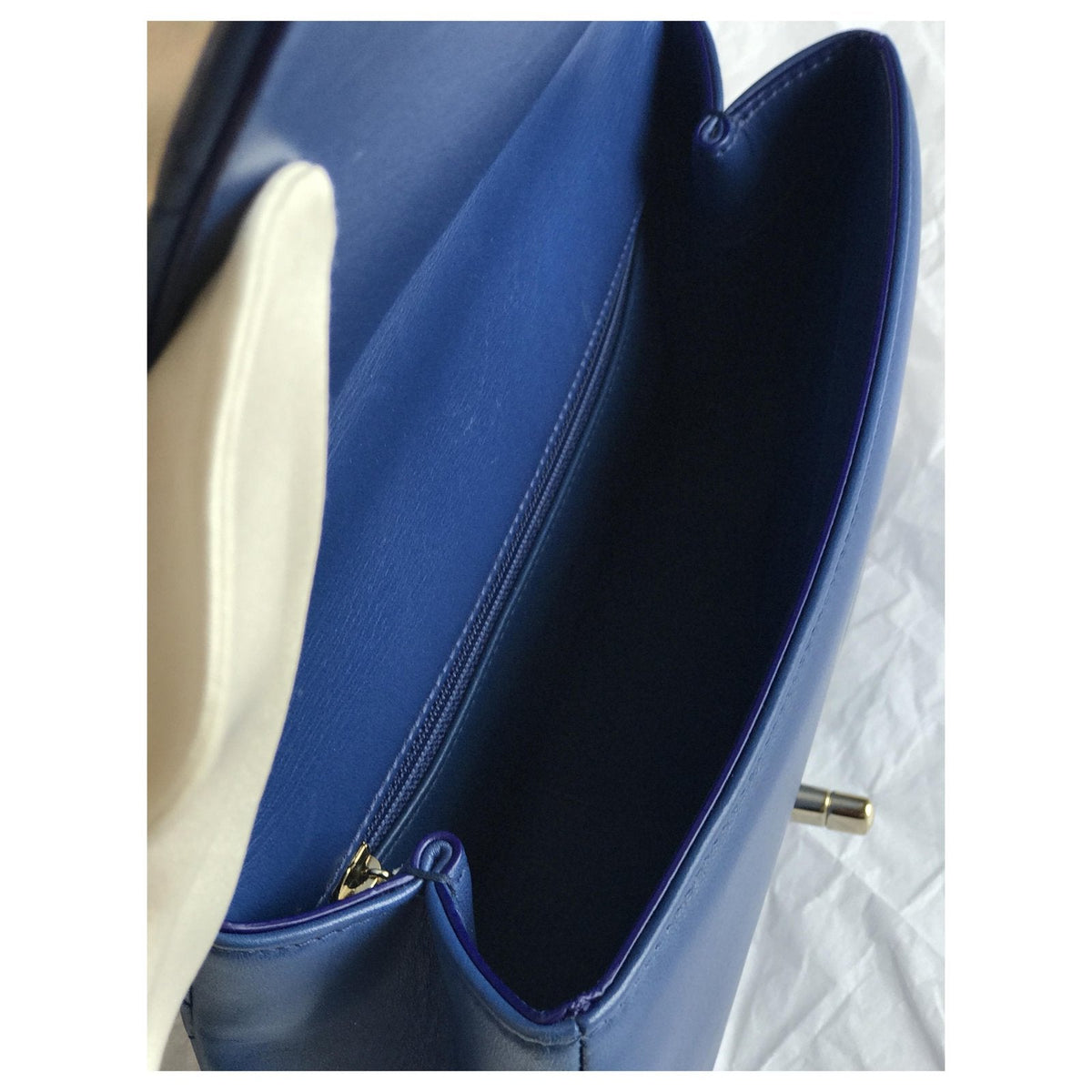 Chanel Medium Flap Bag With Top Handle Blue