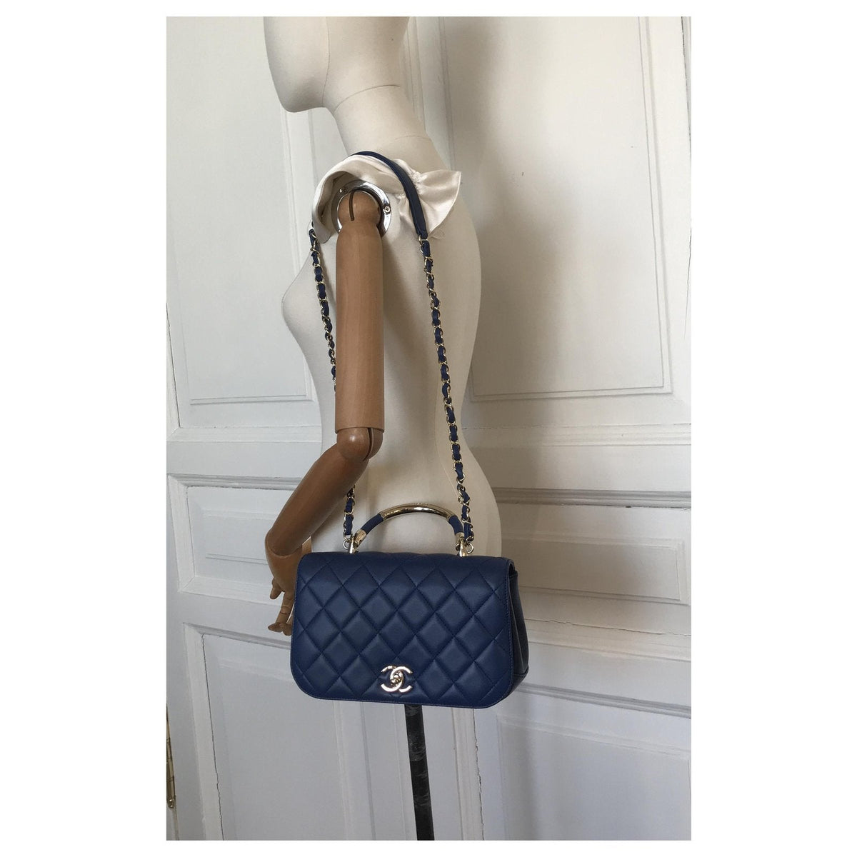 Chanel Medium Flap Bag With Top Handle Blue
