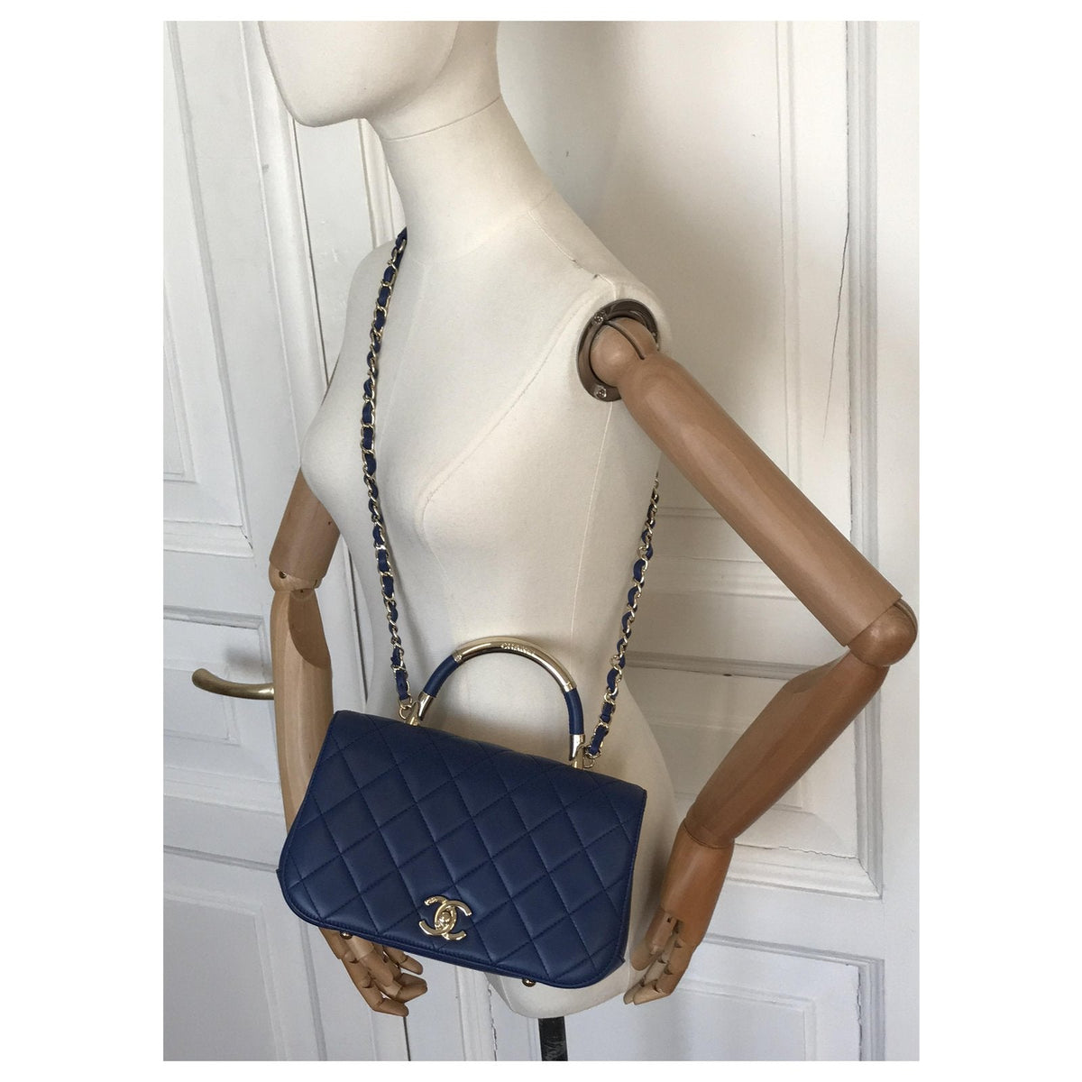 Chanel Medium Flap Bag With Top Handle Blue