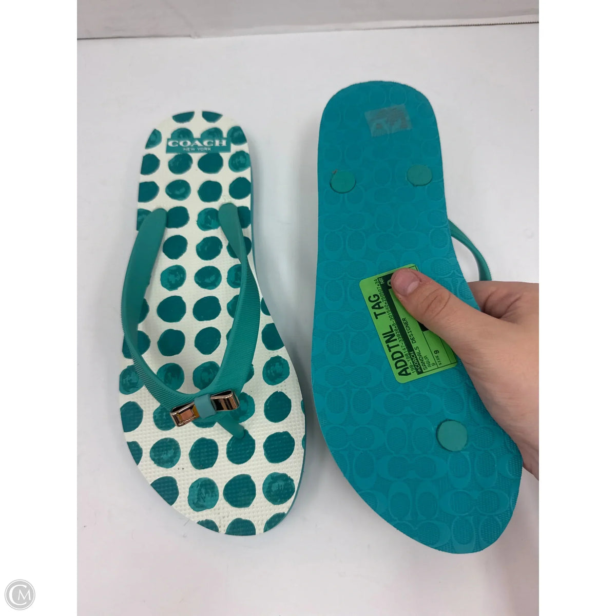 Sandals Designer By Coach In Aqua, Size: 9
