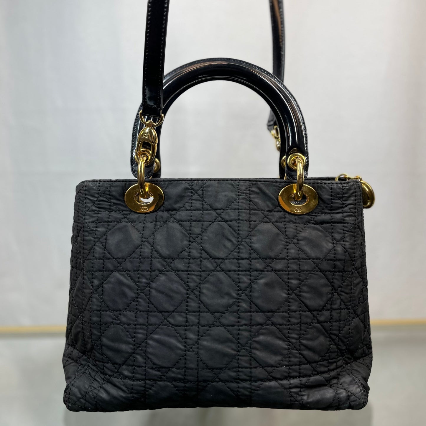 Dior Lady Dior Black Nylon Cannage Tote Bag