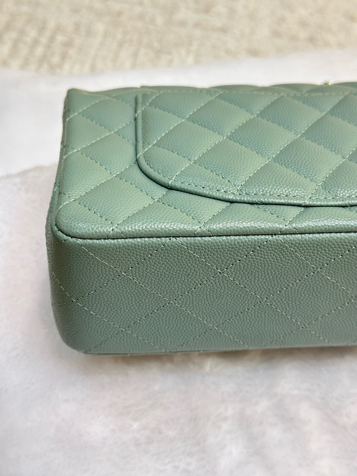 Chanel Small Caviar Quilted Double Flap Dark Green 22C