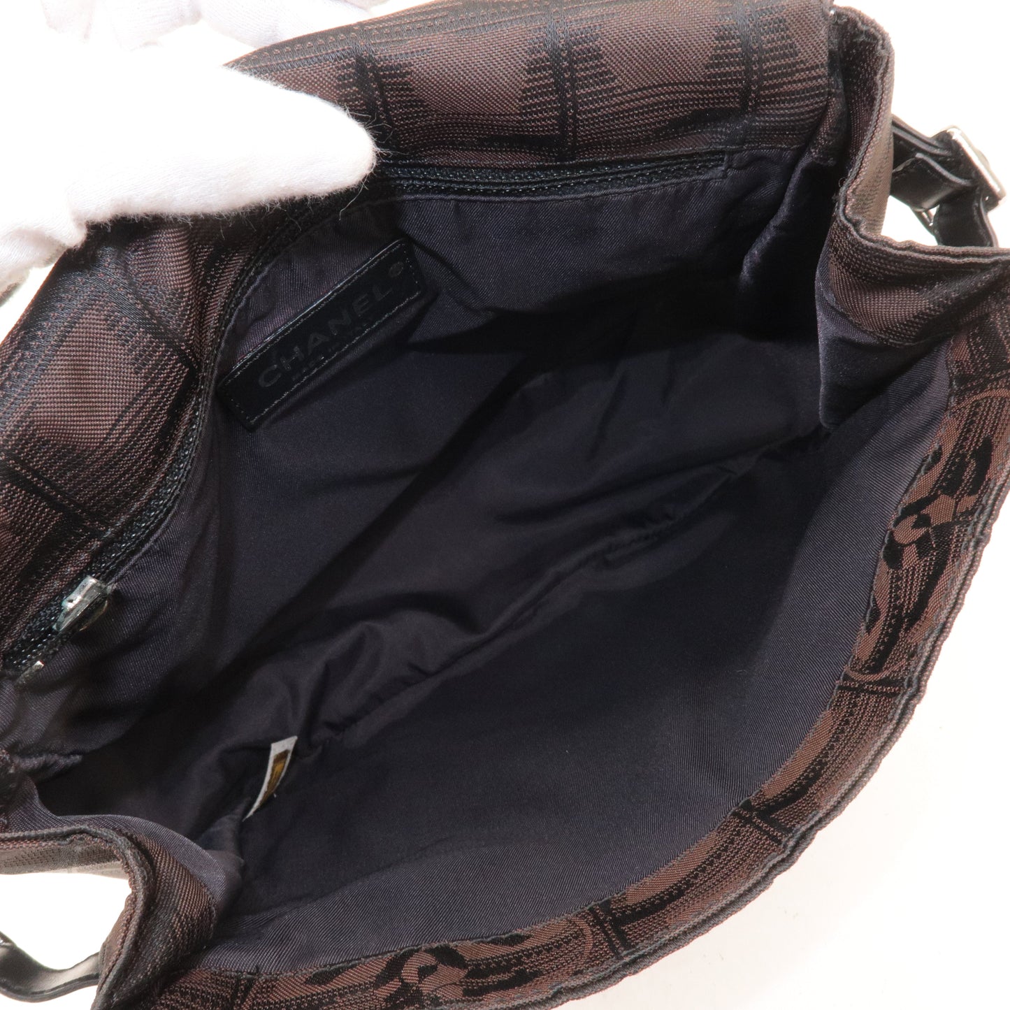Chanel New Travel Line Nylon Jacquard Leather Shoulder Bag A