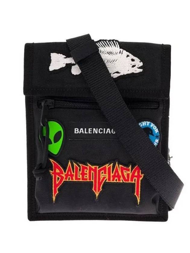 Luxury Balenciaga  Explorer Pouch Strap Cross Bag Black