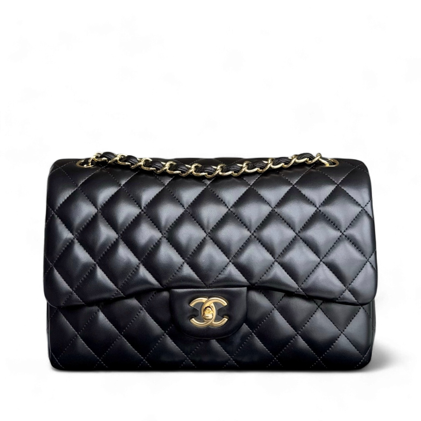 Chanel Classic Flap Jumbo - Double Flap Lambskin 30CM Quilted Black Gold Hardware Series 17