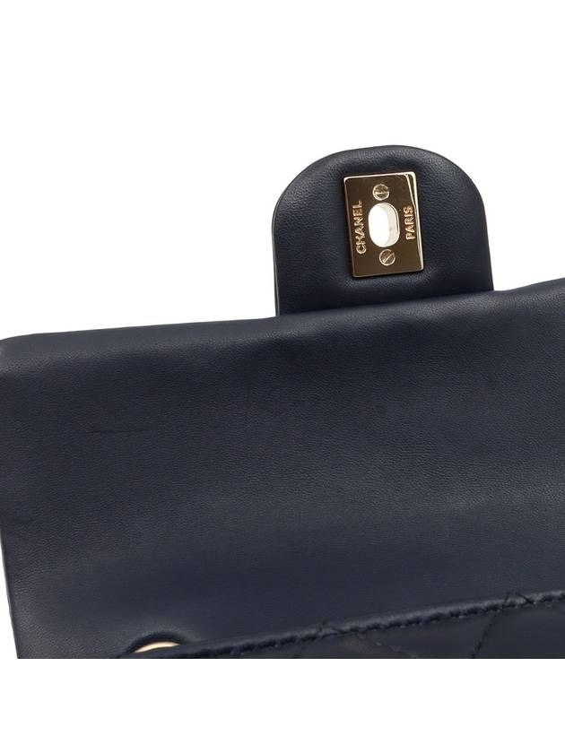 Dark Navy Lambskin CC Logo Champagne Gold Chain Classic New Mini Flap Shoulder Bag 29th A69900 Chanel