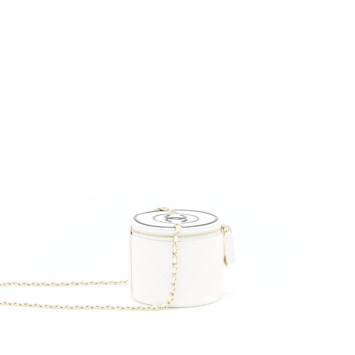 Chanel round vanity with chain white/ black with LGHW