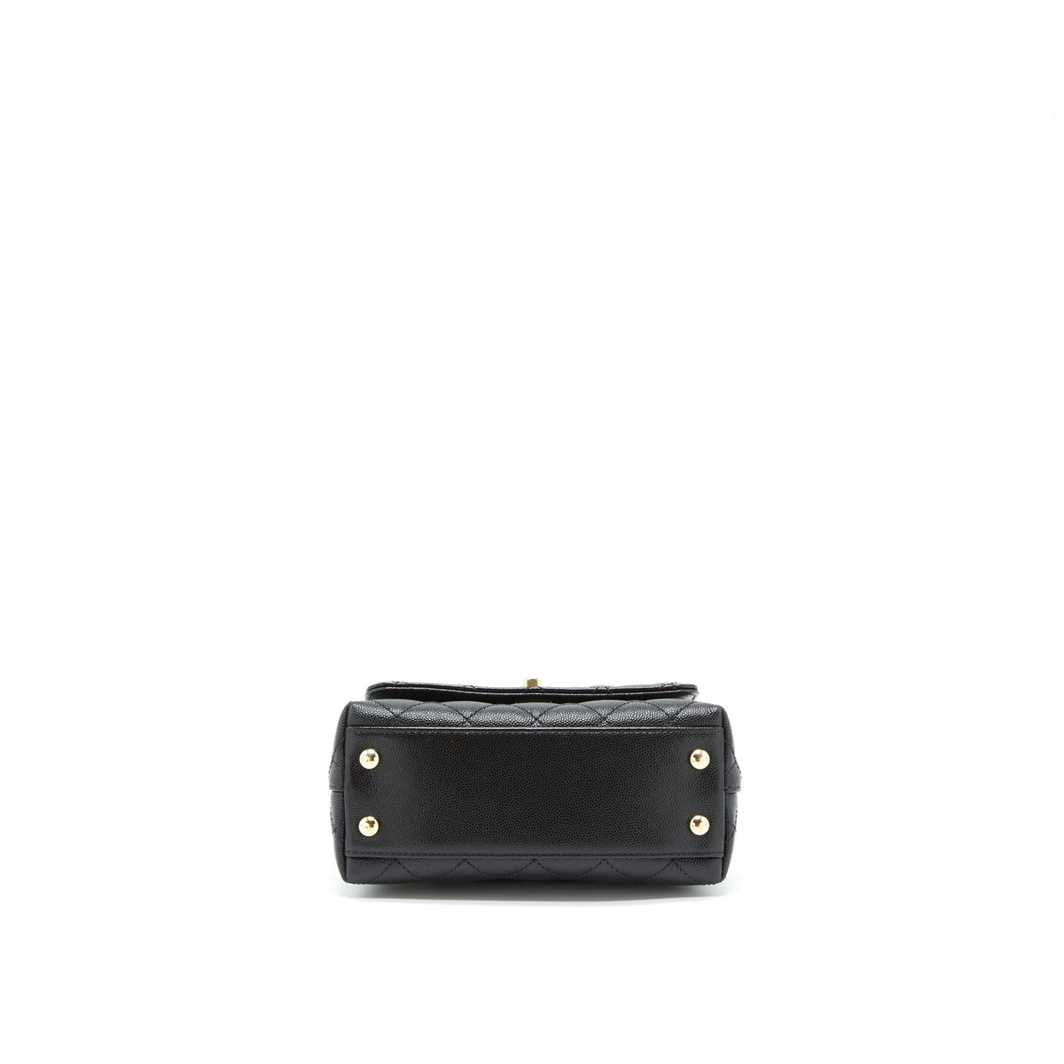 Chanel Mini Coco Handle Flap Bag Caviar Black With Burgundy Handle LGHW