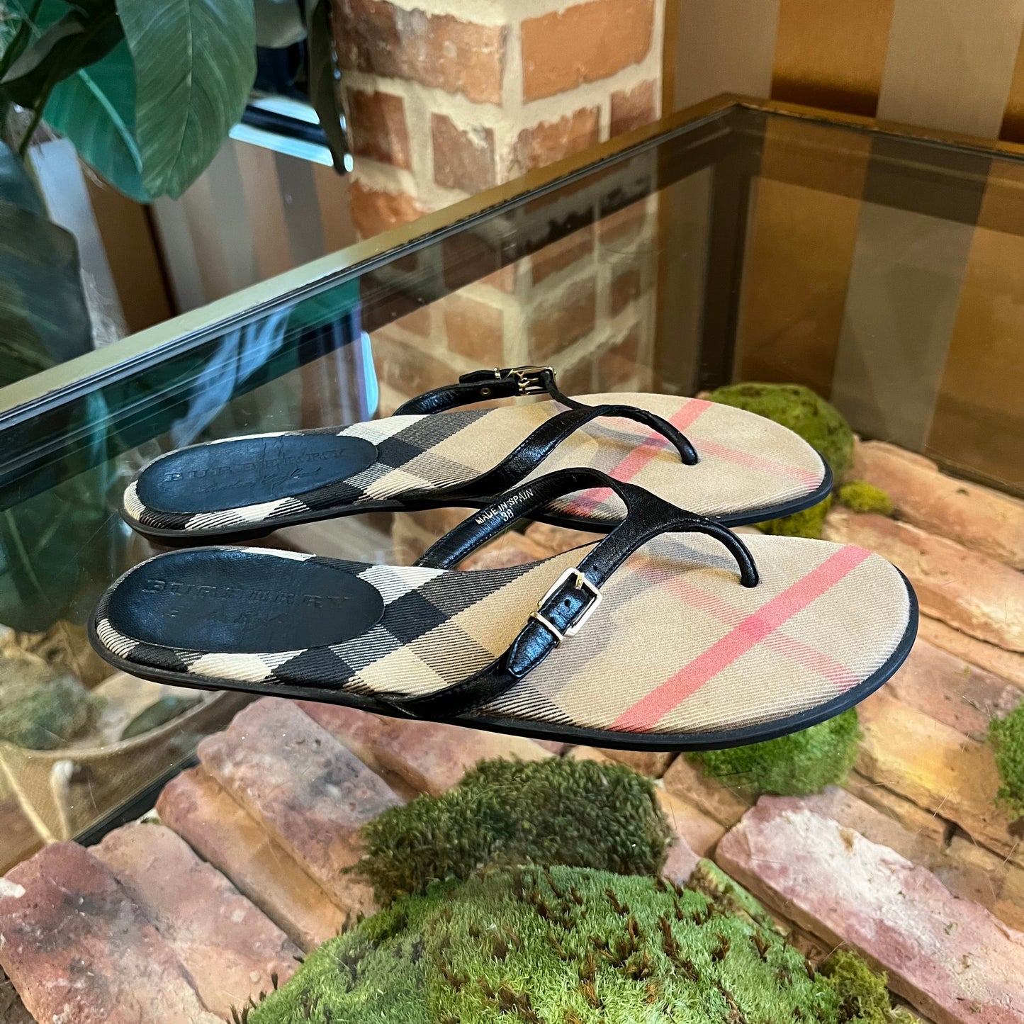 BURBERRY Black Check Sandals SZ 38