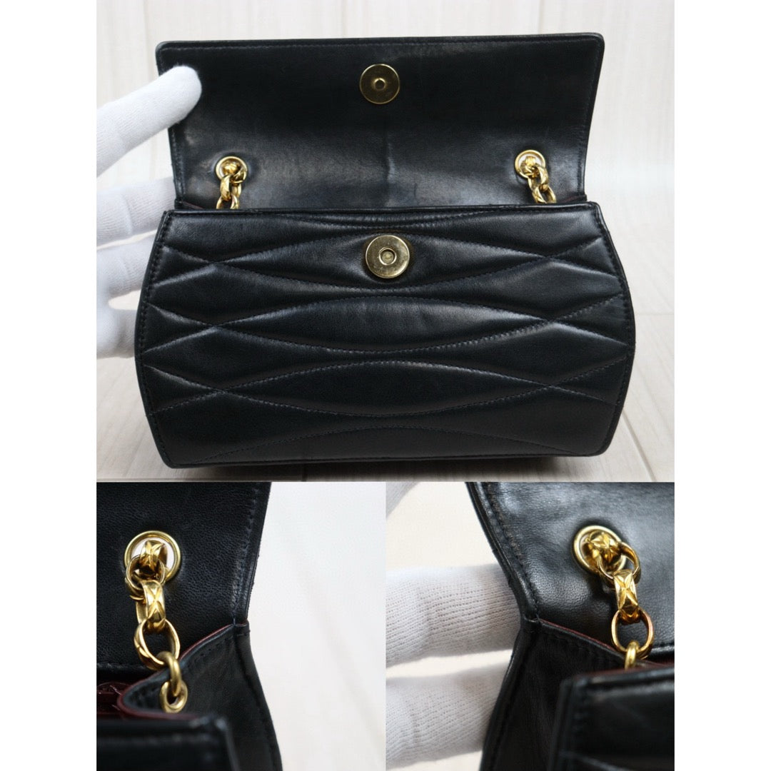 Good ( Rank AB)｜ CHANEL Pearl Coco Mark Lambskin Matrasse Chain Shoulder Bag Black  Made in 1991-1994Year ｜Y25022709