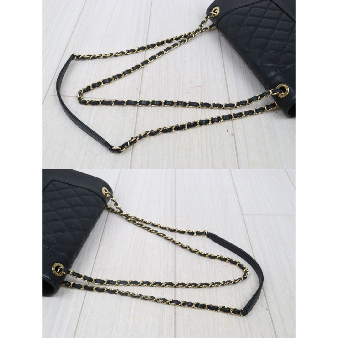 Good ( Rank AB)｜ CHANEL Matrasse Calf Leather Double  Flap Bag Black Made in 2016-2016Year｜Y25061703
