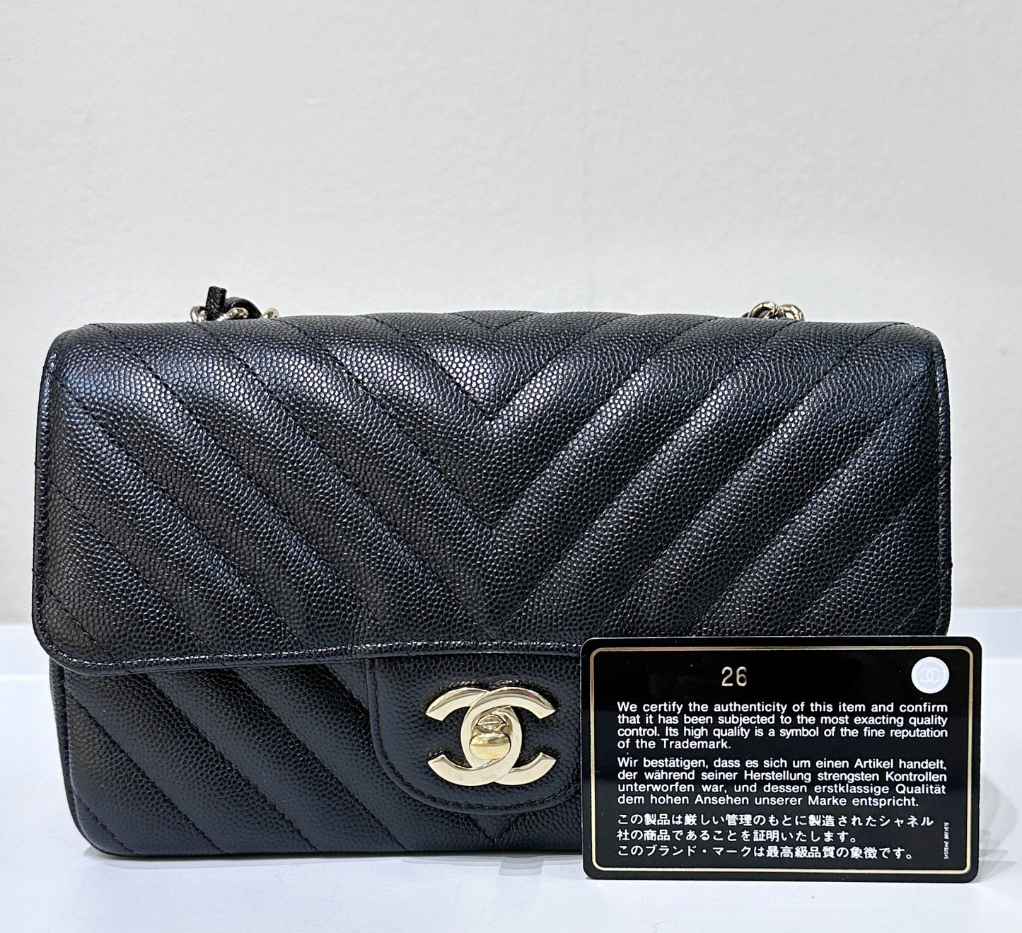 Chanel Mini Flap Bag Chevron Caviar Black GHW