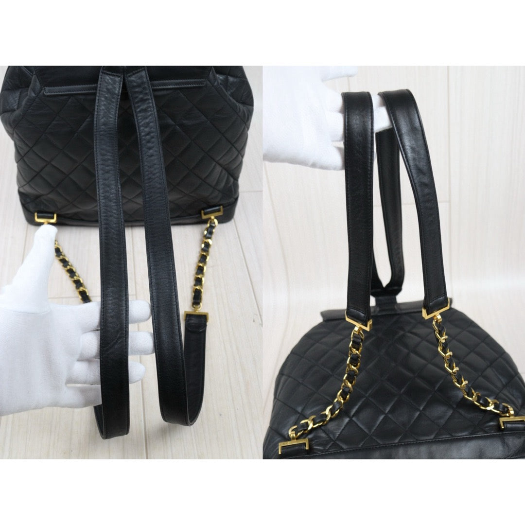 Good ( Rank AB)｜CHANEL  Lamb Skin Duma Backpack  Black Made in 1991-1994Year｜Y25022710