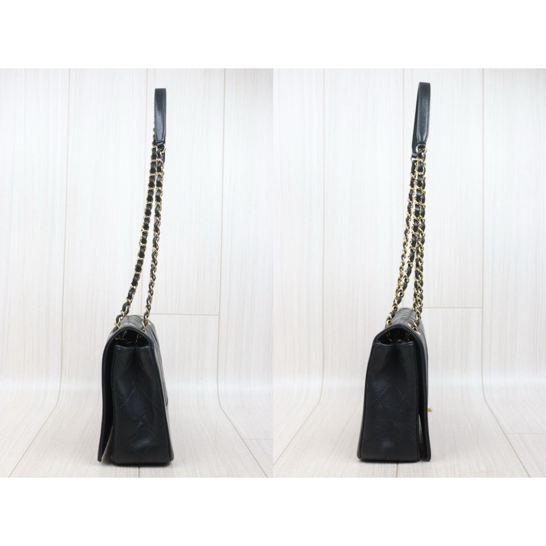 Good ( Rank AB)｜ CHANEL Matrasse Calf Leather Double  Flap Bag Black Made in 2016-2016Year｜Y25061703
