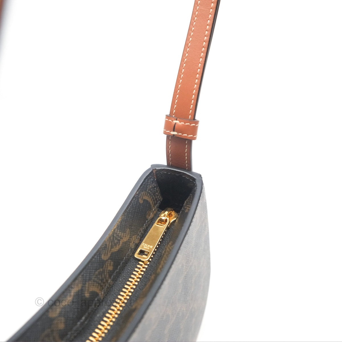 Celine Medium Tilly Bag In Triomphe Canvas and Calfskin Tan