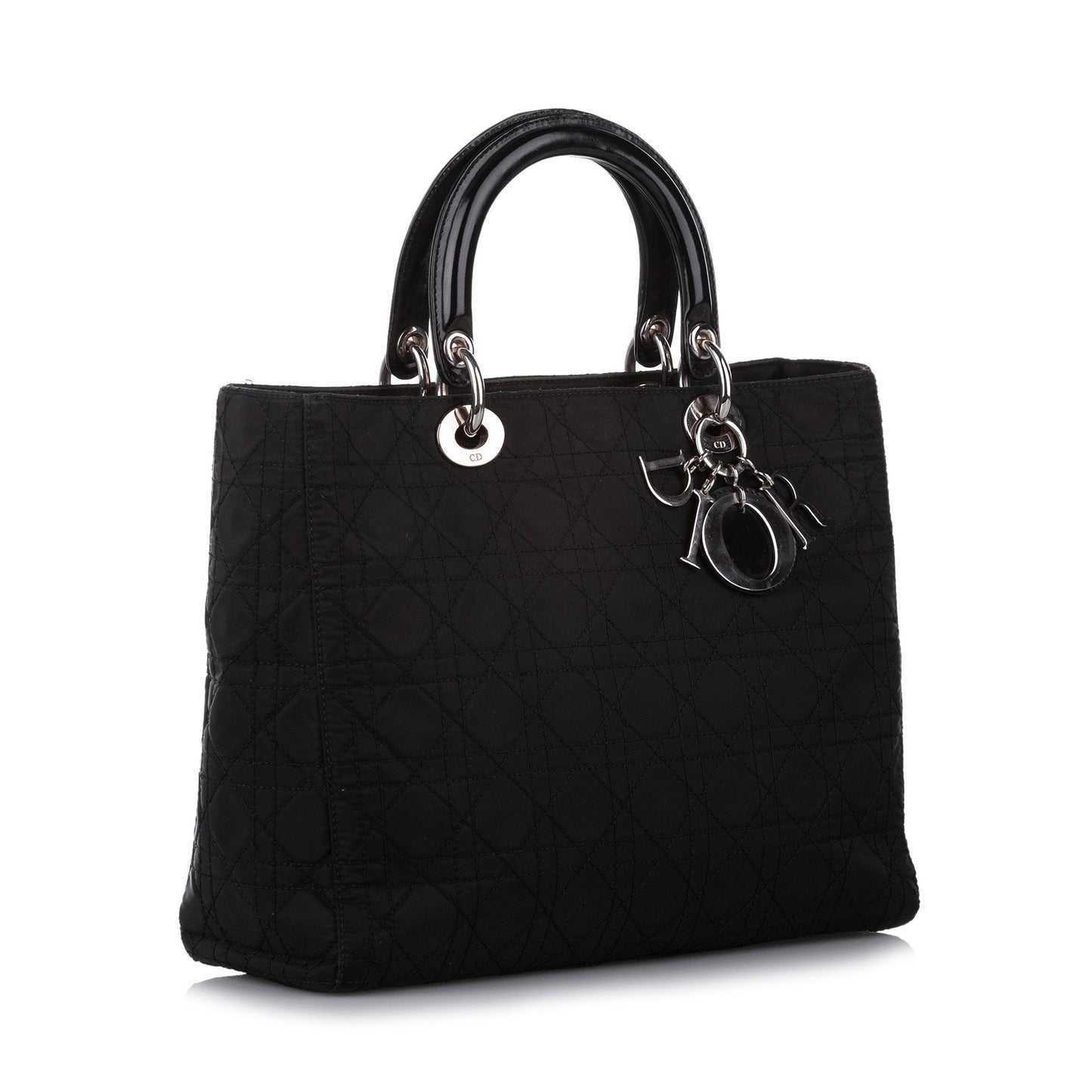 Cannage Lady Dior Nylon Handbag Black