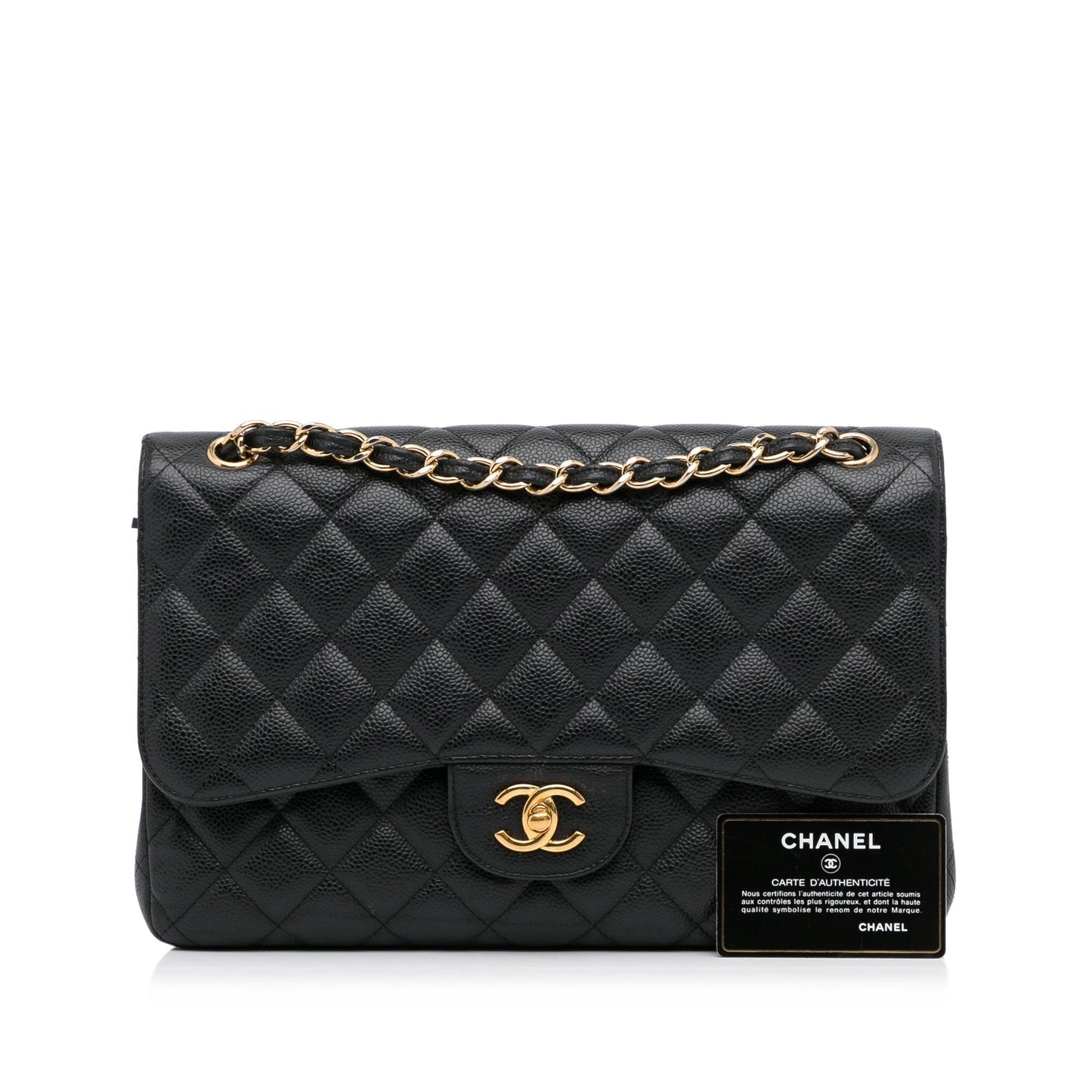 Chanel Classic Double Flap Jumbo Black Caviar Gold